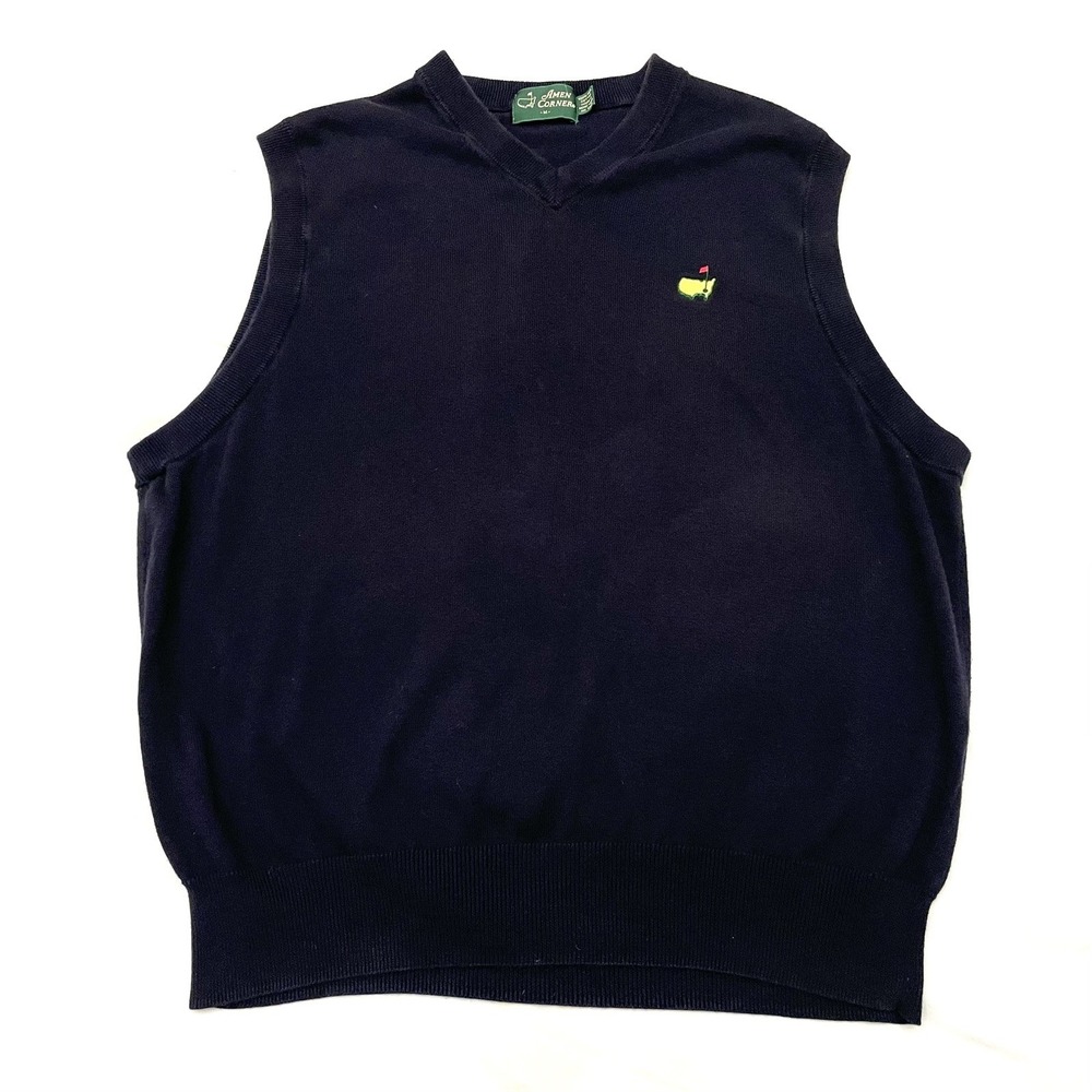 Vintage‎ Masters V Neck Sweater Vest M Blue Augusta National Golf Pima Cotton